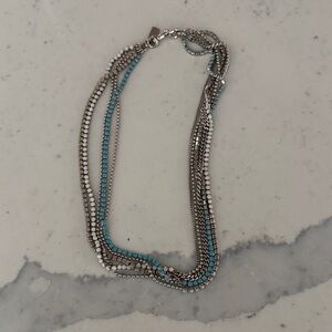 Coach Silver and Turquoise Multi-Strand Necklace